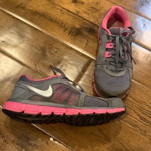 Nike pink and grey running shoes